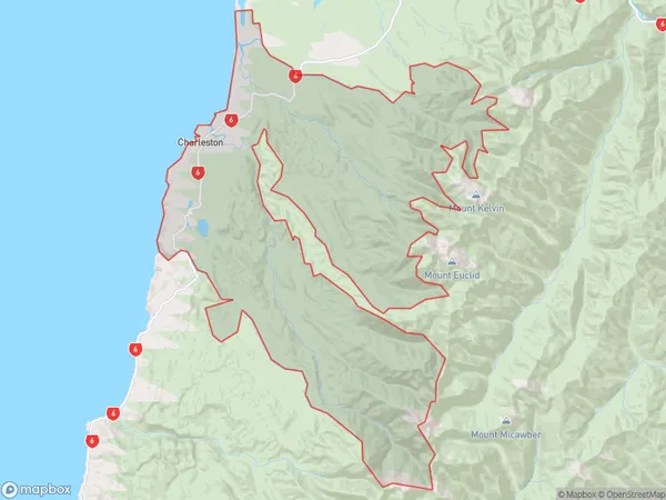 Charleston, West Coast Polygon Area Map