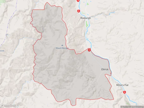 Ettrick, Otago Polygon Area Map