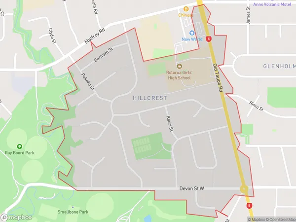 Hillcrest, Bay of Plenty Polygon Area Map