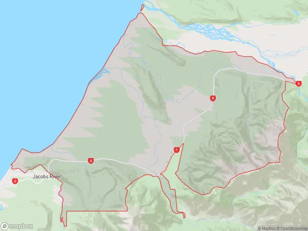 Karangarua, West Coast Polygon Area Map