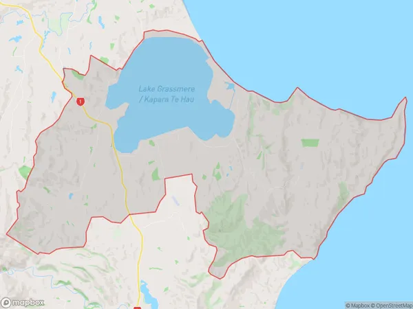 Lake Grassmere, Marlborough Polygon Area Map