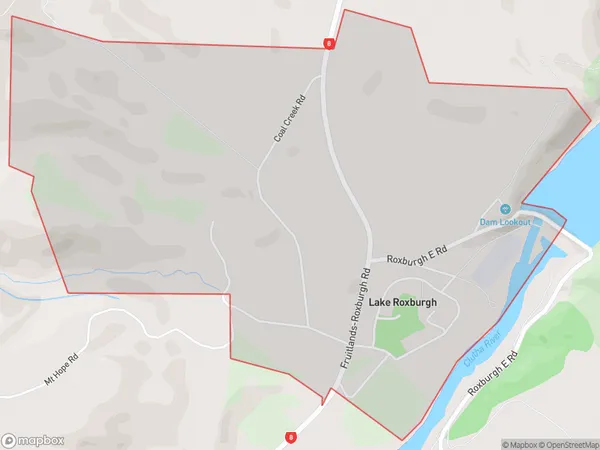 Lake Roxburgh Village, Otago Polygon Area Map