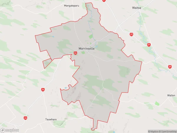 Morrinsville, Waikato Polygon Area Map