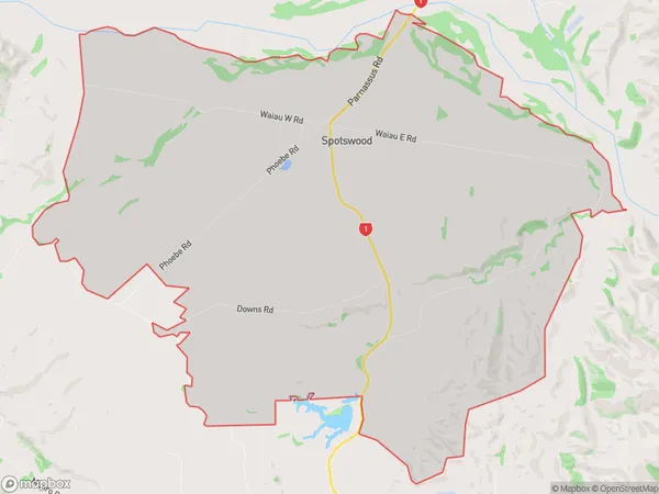 Spotswood, Canterbury Polygon Area Map