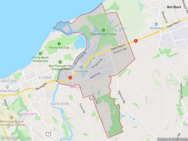 Waiwhakaiho, Taranaki Polygon Area Map