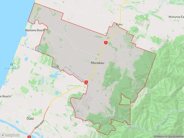 Manakau, Manawatu-Wanganui Polygon Area Map