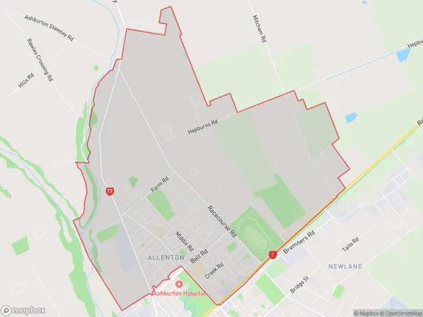 Allenton, Canterbury Polygon Area Map