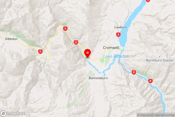 Kawarau Gorge,Otago Region Map