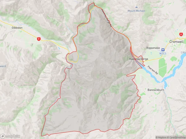 Kawarau Gorge, Otago Polygon Area Map