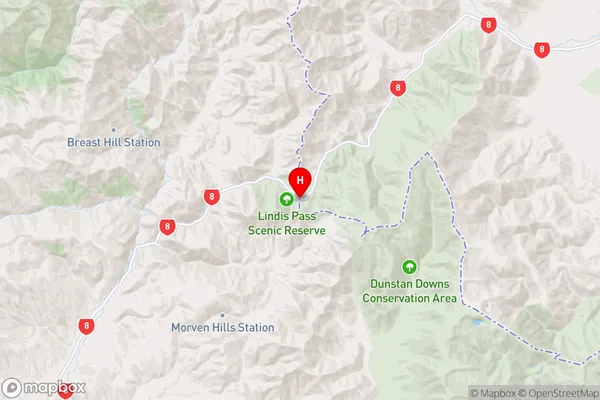 Lindis Pass,Canterbury Region Map