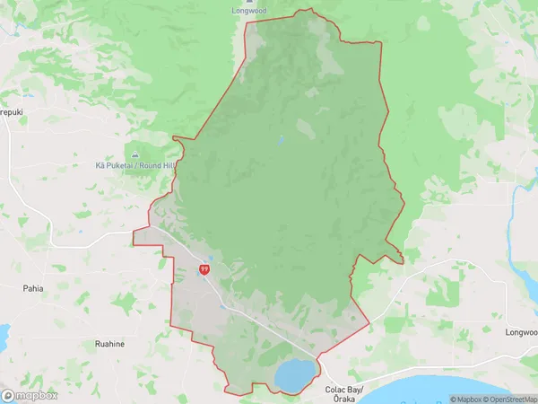 Round Hill, Southland Polygon Area Map