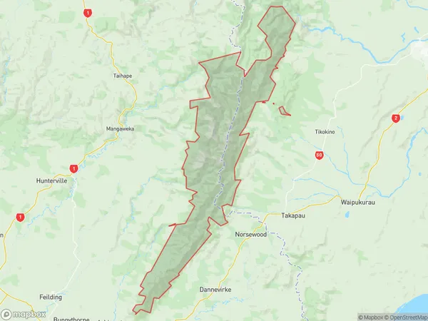 Ruahine Forest Park,  Polygon Area Map