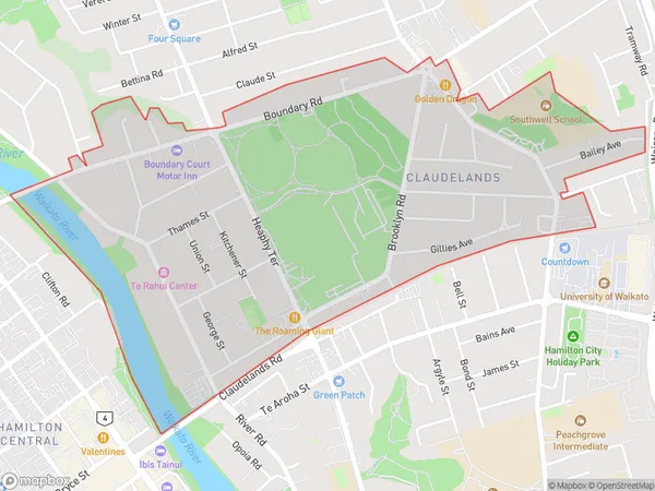 Claudelands, Waikato Polygon Area Map