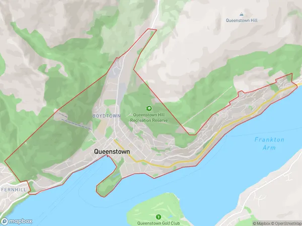 Queenstown, Otago Polygon Area Map