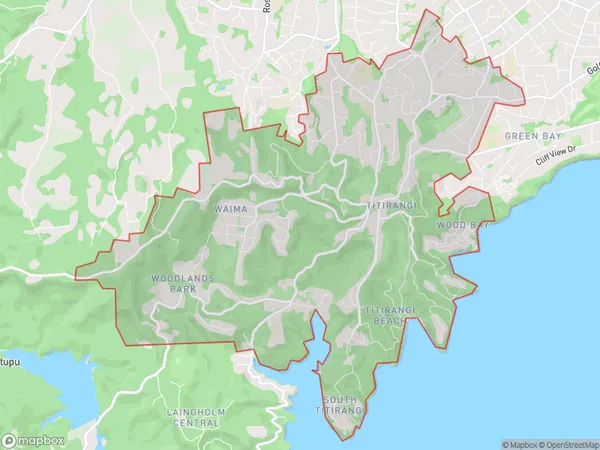 Titirangi, Auckland Polygon Area Map