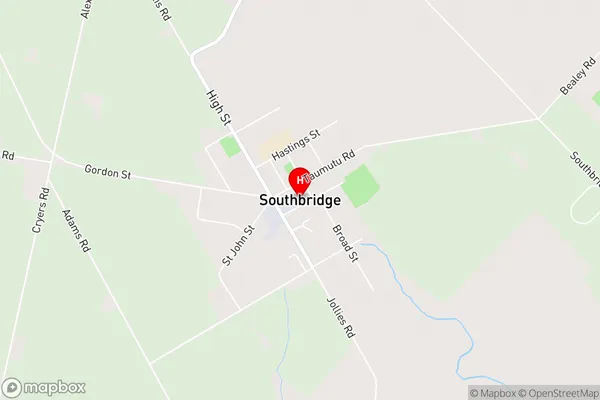 Southbridge,Canterbury Area Map