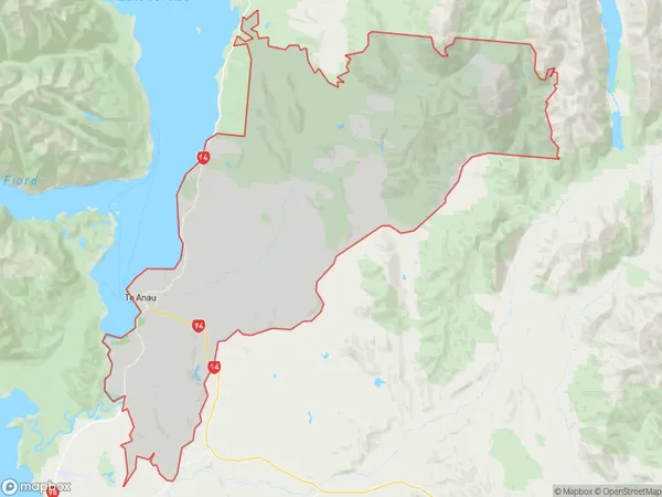 Te Anau, Southland Polygon Area Map