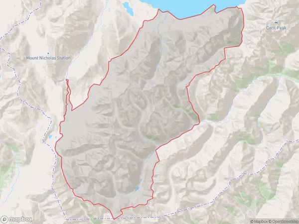 Walter Peak, Otago Polygon Area Map