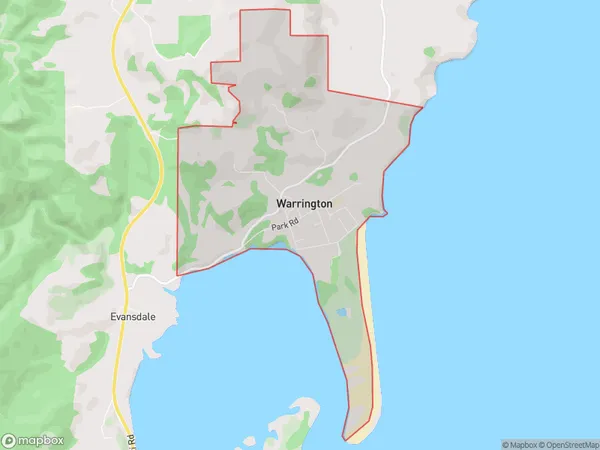 Warrington, Otago Polygon Area Map