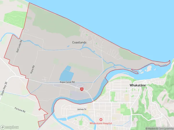 Coastlands, Bay of Plenty Polygon Area Map