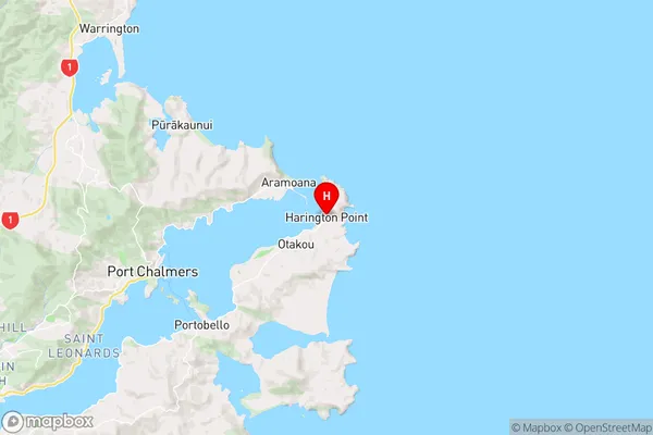 Harington Point,Otago Region Map