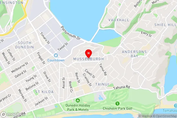 Musselburgh,Otago Area Map