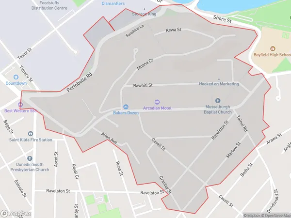 Musselburgh, Otago Polygon Area Map