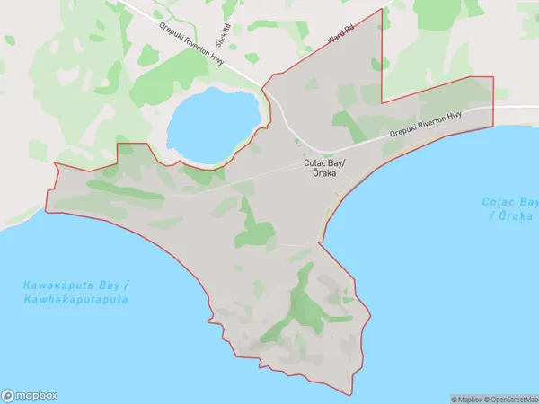 Colac Bay/Oraka,  Polygon Area Map