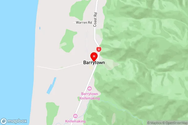 Barrytown,West Coast Area Map