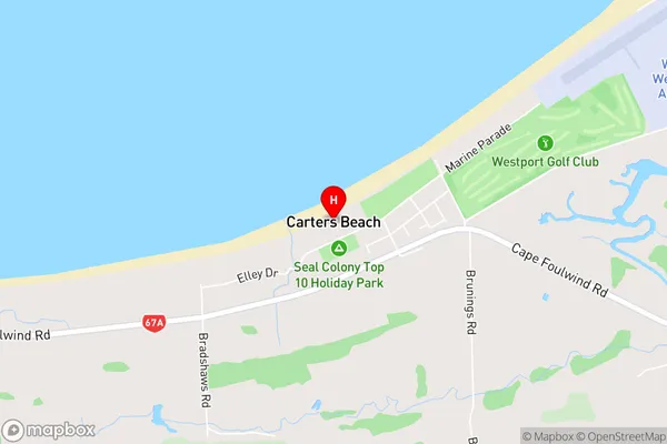 Carters Beach,West Coast Area Map