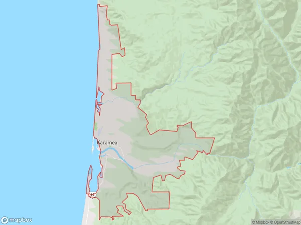 Karamea, West Coast Polygon Area Map