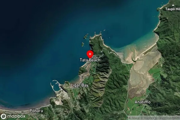 Tata Beach,Tasman Satellite Map