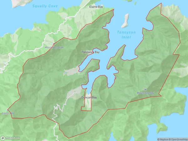 Tennyson Inlet, Marlborough Polygon Area Map