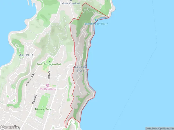 Karaka Bays, Wellington Polygon Area Map