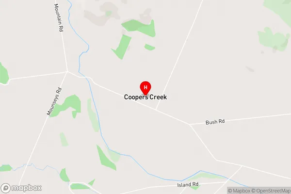 Coopers Creek,Canterbury Area Map