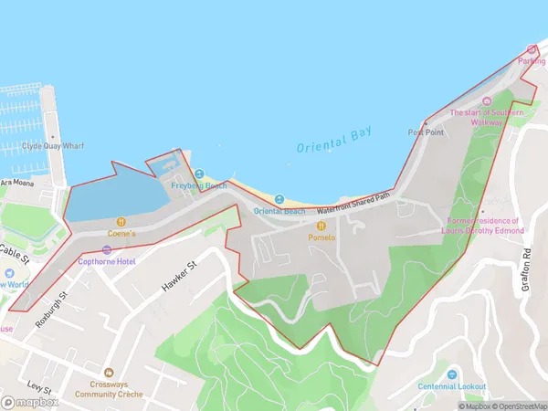 Oriental Bay, Wellington Polygon Area Map