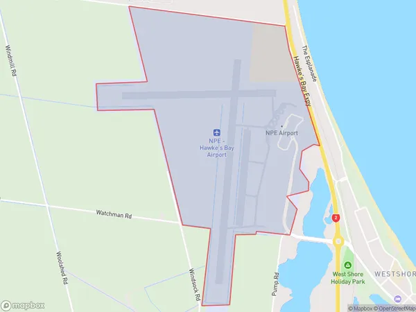 Napier Airport, Hawke's Bay Polygon Area Map