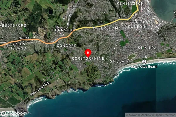 Corstorphine,Otago Satellite Map