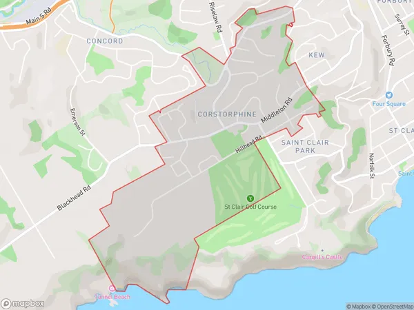 Corstorphine, Otago Polygon Area Map