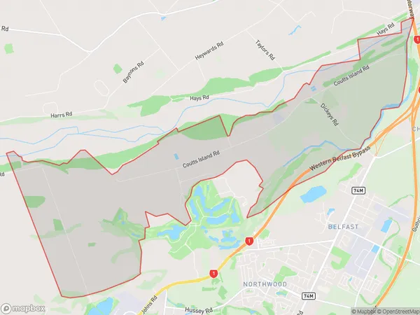 Coutts Island, Canterbury Polygon Area Map