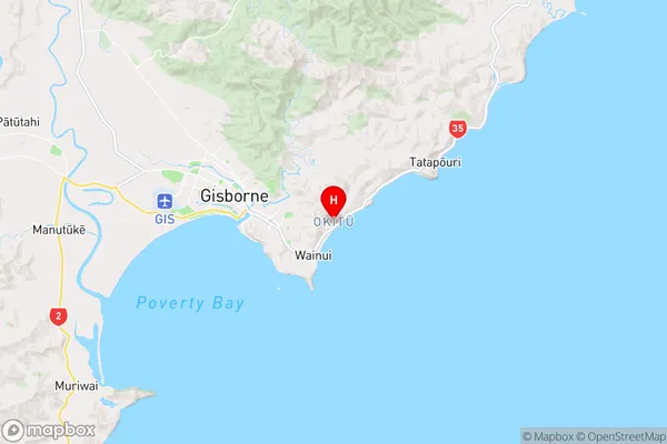 Okitu,Gisborne Region Map
