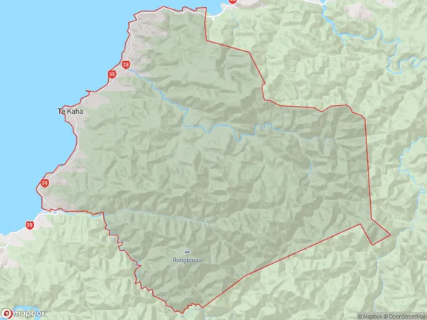 Te Kaha, Bay of Plenty Polygon Area Map