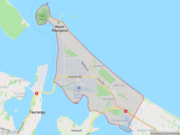 Mount Maunganui, Bay of Plenty Polygon Area Map