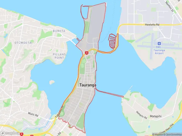 Tauranga, Bay of Plenty Polygon Area Map