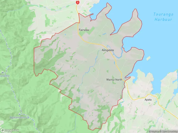 Aongatete, Bay of Plenty Polygon Area Map