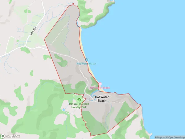 Hot Water Beach, Waikato Polygon Area Map