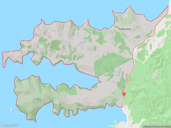 Te Kouma, Waikato Polygon Area Map