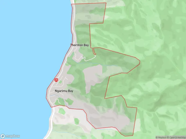 Thornton Bay, Waikato Polygon Area Map