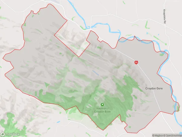 Croydon Bush, Otago Polygon Area Map