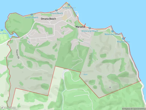 Maraetai, Auckland Polygon Area Map